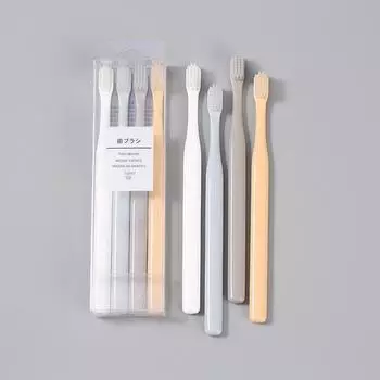 Набор зубных щеток MUJI Japanese Macaron для взрослых из 4 предметов с мягкой щетиной, маленькая головка для семейного использования