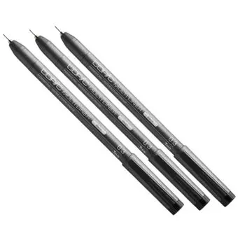 набора ручек Too Copic Multiliner Black для рисования линий для иллюстраций и Сделано в Японии [Набор 3] 0,3 мм, Водостойкие, Манга высокого разрешения, чёрный
