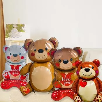 Надувной шар Love Bear Heart из фольги, праздничные атрибуты, украшение для мальчика и девочки Love Bear
