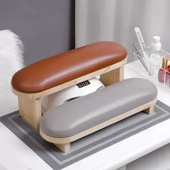 Nail Art Hand Rest Wood Stand Soft Sponge Filling Solid Color Faux Leather Wrist Support Professional Manicure Stand Palm Arm Support Pillow for Nail A чёрный