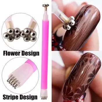 Nail Art Кошачий глаз Цветочная полоса Магнитная ручка DIY 3D Польский УФ-гель Маникюрный инструмент