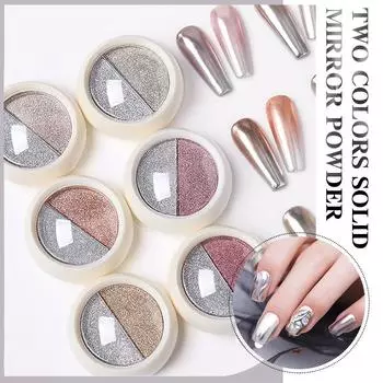 Nail Art Solid State Двухцветный порошок Local Tyrant Gold Magic Mirror Powder Solid State Powder Mirror Silver No Fly Powder Titanium Plated Powder Solid two-color magic mirror powder