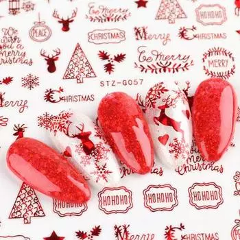 Nail Art Sticker Christmas Patterns Vivid 3D Effects Non-Fading DIY Xmas Themed Nail Art Sticker Manicure B