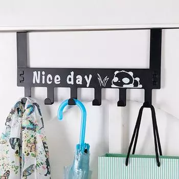 Вешалка для одежды Nail Free Traceless 6 Hook Back The Door, вешалка для пальто и шляпы, настенная вешалка для двери с изображением панды белый