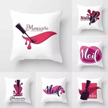 Nail Polish Pattern Decorative Pillowcase Car Ornaments Office Living Room Sofa Home Pillowcase 40x40cm