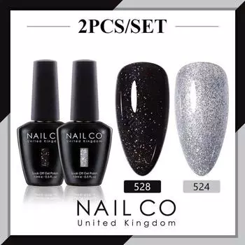 NAILCO 2 цвета, 15 мл, набор гель-лаков для ногтей Vernis, полуперманентный УФ-светодиодный гель для дизайна ногтей, принадлежности для профессионалов, отмачиваемый верхний слой