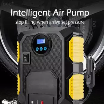 Накачиватель шин с цифровым дисплеем, DC 12 В 150 PSI, автомобильный портативный воздушный компрессор для шин, автоматический воздушный надувной насос для автомобиля, велосипеда, мяча чёрный