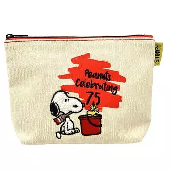 Nakajima Corporation Snoopy 75th Celebration Sagara Cosmetic Pouch Red H12 x W19 x D5cm 202758-24
