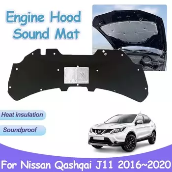 Накладка на капот двигателя автомобиля для Nissan Qashqai J11 Rogue Sport 2016~2020 Звукоизоляция Теплоизоляция Хлопковый коврик Огнестойкие Аксессуары для интерьера