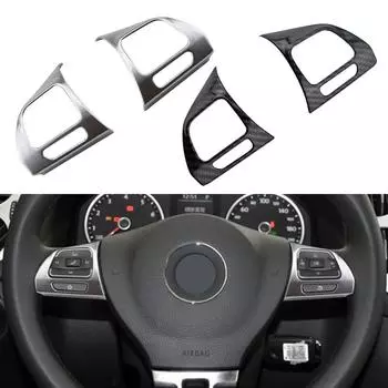 Накладка на панель рулевого колеса автомобиля для VW Golf MK6 Passat B7 CC EOS TIGUAN Jetta Touran Sharan Caddy, наклейка, литье, гарнир серебряный