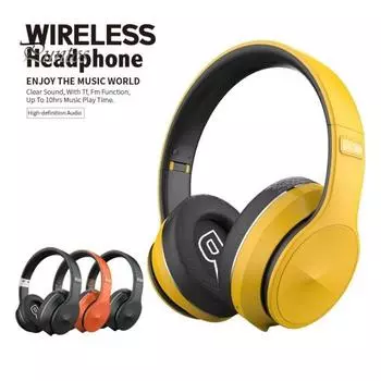 Накладные наушники Bluetooth-совместимые 5.0 стерео бас-музыка FM беспроводные наушники спортивная гарнитура оранжевый