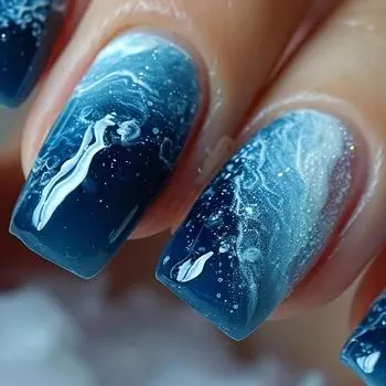 Накладные ногти Blue Gradient Aura Sky Cloud Design Square, набор из 24 шт., средняя длина, глянцевая отделка, накладные ногти ABS