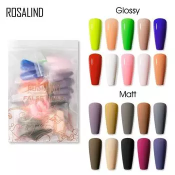 Накладные ногти ROSALIND, 20 цветов, глянцевые и матовые, всего 200 шт.