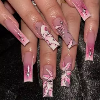 Накладные ногти Sun Moon Wear Nail Съемный ноготь Patch Line Nail Patch Nail Patch Water Pipe Nail
