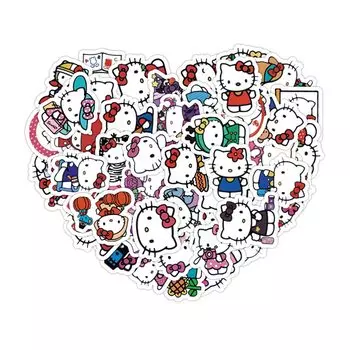 Наклейка My Melody Hello Kitty Набор из 50 водонепроницаемых наклеек Hello Kitty Наклейки для фургонов Чемодан Гитара Машина Мотоцикл Велосипед Шлем Скейтборд