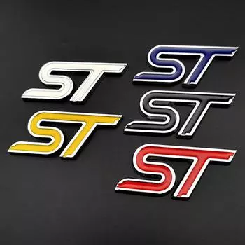Наклейка на автомобиль Ford New Mondeo Focus Fiesta: Модифицированная наклейка Sports ST Metal Label на заднюю часть. ST label чёрный