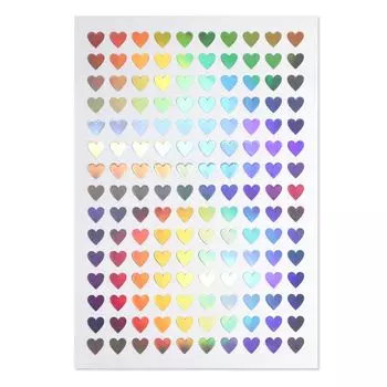 Наклейка с наградой Aurora Heart Rainbow Rainbow Color Decoration Glitter Large Empty sheet x 5 sheet Sparkling Punpun Maru [150 включено] YS-029