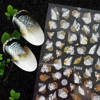 Наклейки для ногтей 3D DIY Несколько стилей Несмываемые блестящие наклейки для маникюра 6 серебряный