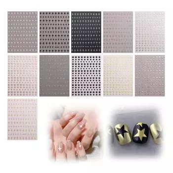 Наклейки для ногтей Coolooda Star Heart Small Nail Parts Glitter Star Sticker Nail Pattern Just Stick Decoration 3D 3D Effect
