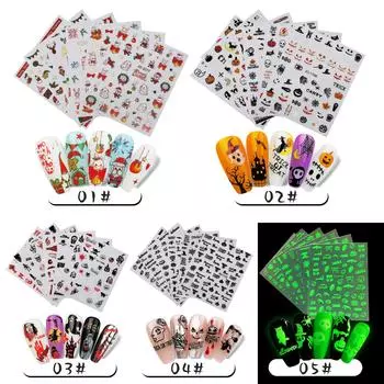 Наклейки для ногтей Ins Хэллоуин Призрак Череп Мультфильм Наклейки для ногтей