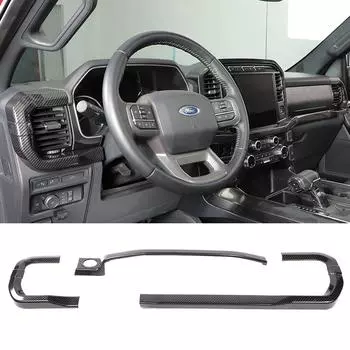 Наклейки на центральную консоль приборной панели автомобиля для Ford F150 2022 2023 молдинги для внутреннего укладки Carbon Fiber Grain