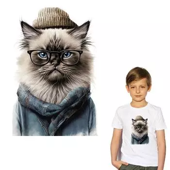 Наклейки на одежду Serious Cat Parches Ropa, наклейки на одежду, термопресс, толстовки с аппликациями, футболка, утюг на переводах