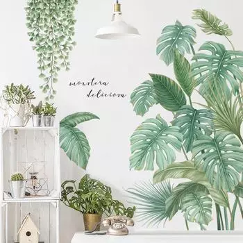 Наклейки на стену Nordic Monstera Tropical - Свежий пасторальный декор двери (ЗДБ-2172) Nordic plants