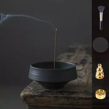 Nannlia Incense Диаметр керамической благовония японская благовонная палочка для буддийских алтарей держатель, 13 см, стильный, горелка, держатель, интерьер, роскошь, стильный, чёрный