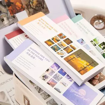 Nannlia Коллаж Материал 720 Листов Книги Наклейки Наклейки Книг Стильная Японская Бумага Корейские Пейзажи Наклейки Милые Пейзажи (8 Включено) (Все)