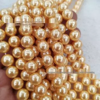 Nanyang Handmade Gold Shell Pearl Beads: DIY Necklace & Bracelet Jewelry Accessories. 4mm/100 beads