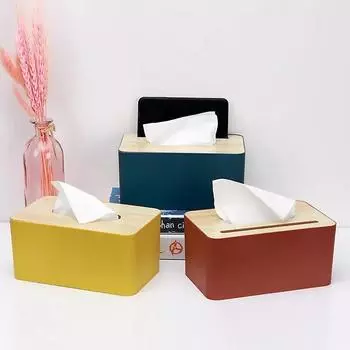 Napkin Boxes Holder Paper Box Hold Car Tissue Boxs with Cover Paper Packaging Storage Decorative Box Wooden Bamboo Container синий