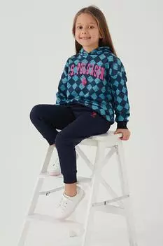 НАС. Комплект спортивного костюма для девочек Polo Assn ярко-синего цвета