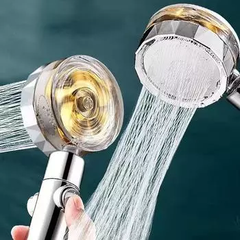 Насадка для душа под давлением, экономия воды, вращающаяся на 360 градусов, двойной турбонаддув, пропеллерный вентилятор под давлением, насадка для душа, аксессуары для ванной комнаты