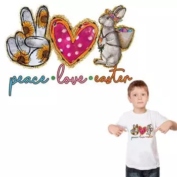 Нашивки для одежды Peace Love Пасхальная нашивка моющиеся нашивки наклейки теплопередача новая одежда нашивки поверх порошка 23x16.2cm