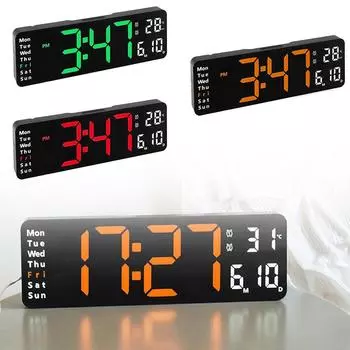 Настенные часы 13 дюймов 32x10,5x3 см цифровые настенные часы настольные зелёный