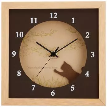 Настенные часы DECLOCK Verdure Cat Natural Ширина 22 x Высота 22 x Толщина K-ART.JAPAN DC-3008 4.5 см