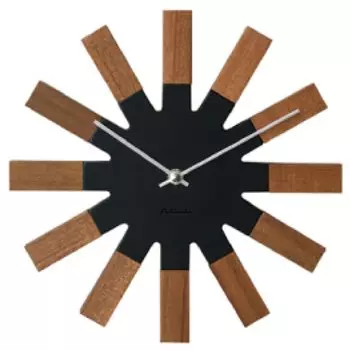 Настенные часы Interform Vielco Black Scandinavian Wood W25 x H25 x Sweep Movement CL-2949BK D2.5cm чёрный