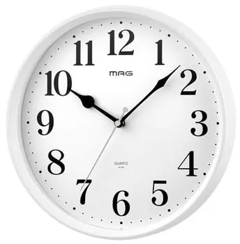 Настенные часы MAG Analog Middle Silent Continuous Second Arrow White W-740WH-Z