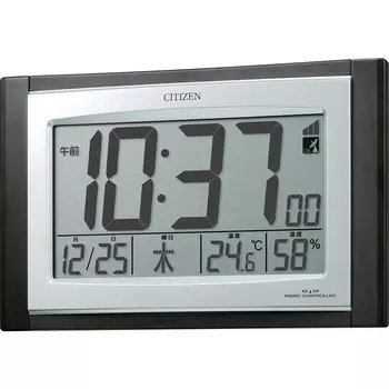 Настенные часы RHYTHM Citizen, радиоуправляемые, цифровые, подвесные, с дисплеем температуры и влажности, календаря, коричневые зерна 157 x 240 x 40 мм CITIZEN Paldigito коричневый