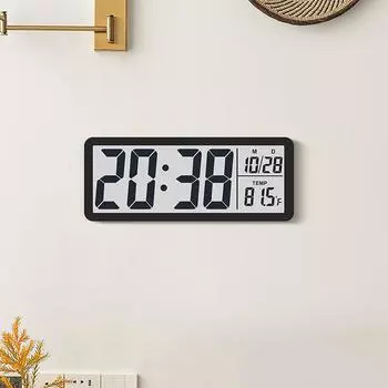 Настенные часы с ЖК-дисплеем на батарейках, цифровые, время, температура, дата, настольные часы с USB-кабелем, 12/24-часовой ЖК-дисплей для гостиной белый
