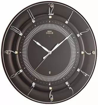Настенные часы Seiko Clock Темно-коричневые Диаметр 330 x 46 мм Радио Аналоговые HS559B