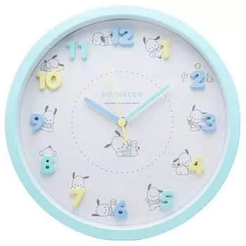 Настенные часы Tsujiseru Sanrio цвета зеленой мяты, диаметр 30 см, аналоговые, бесшумные, с непрерывной секундной стрелкой Pochacco 2926238 мятный зеленый