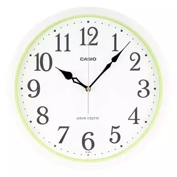 Настенные радиоуправляемые часы CASIO белые аналоговые стандартные секундная стрелка останавливается ночью IQ-481J-7JF