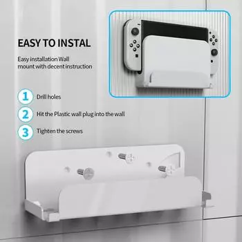 Настенный держатель для док-станции консоли Nintendo Switch, плавающий кронштейн для настенной полки для Nitendo Switch, подставка для хранения OLED-дисплеев чёрный
