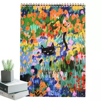 Настенный календарь Cat Art на 2024 год, новинка календаря с января по декабрь 1