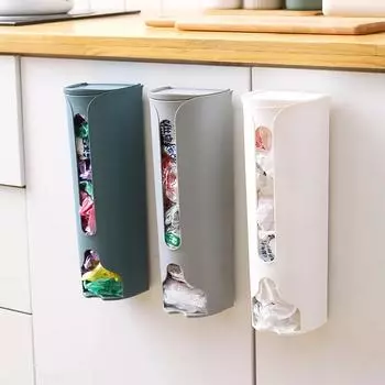 Настенный мешок для мусора, ящик для хранения, кухонный пластиковый держатель для пакетов, органайзер, мешки для мусора в ванной, диспенсер, кухонные аксессуары белый