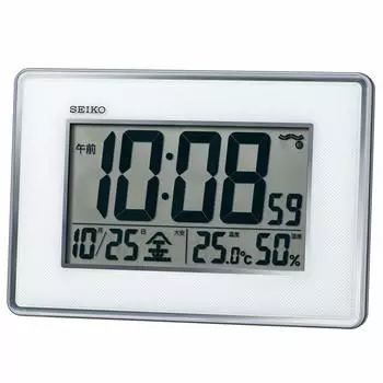 Настенный настольный радиоприемник Seiko High Humidity Silver Body SQ443S Часы, Часы, Волна, Цифровые, Точность, Температура, Дисплей, Металлический, Размер