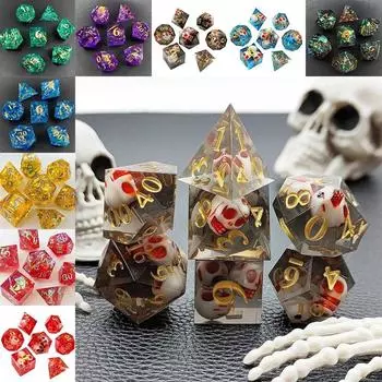 Настольная игра Игровые кости D6 D8 D10 D12 D20 Кубики с жидкостью и жидкостью Многогранные кости ручной работы TRPG DND