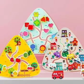 Настольная игра Игрушка для малышей Ходячий лабиринт Деревянная шахматная доска Деревянная фруктовая доска Лабиринт с подвижной доской Деревянная настольная игра на вкус