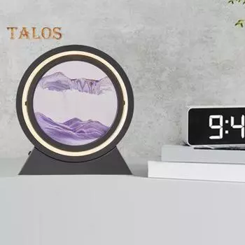 Настольная лампа с движущимся песком, 3D-картина с изображением глубоководного песчаного пейзажа в движении, светодиодная лампа для домашнего офиса, украшение рабочего стола A черный белый